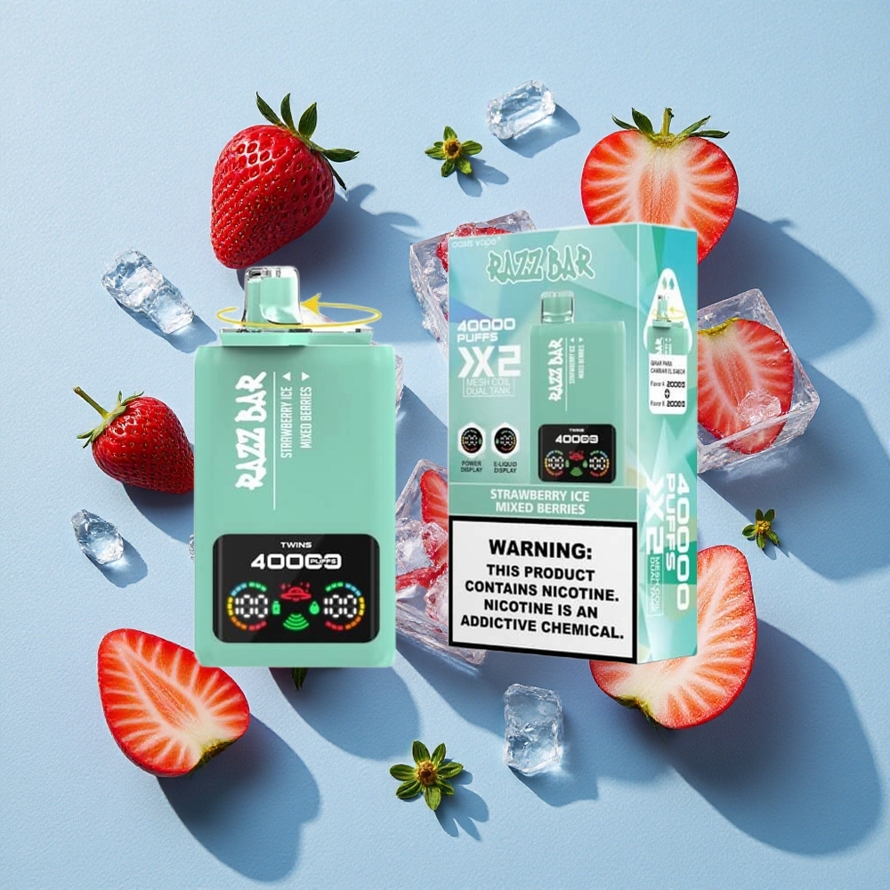 Razz Bar 40000 Bouffées Fraise Glacée_Baies Mixtes wholesale Belgique Affichage Écran Puissance