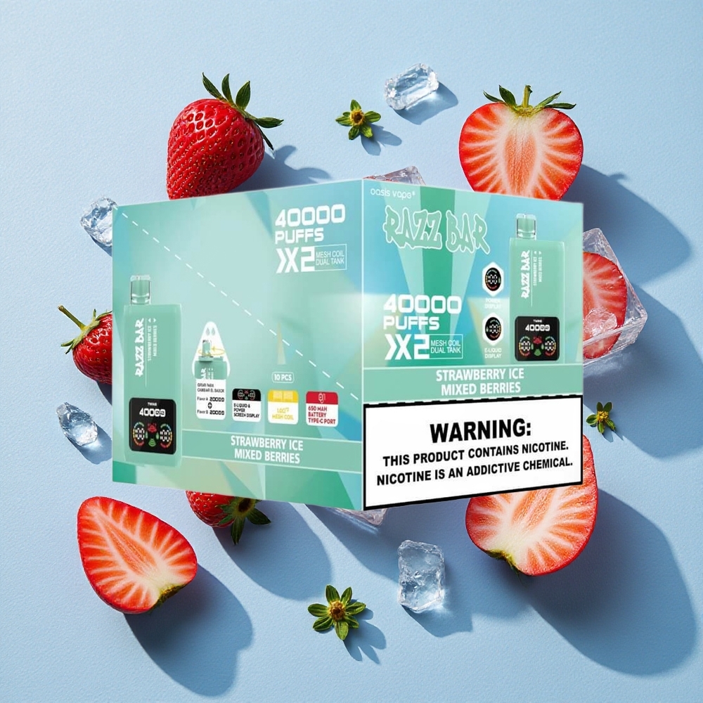 Razz Bar 40000 Bouffées Fraise Glacée_Baies Mixtes wholesale Belgique Affichage Écran Puissance