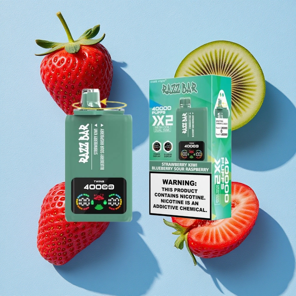 Razz Bar 40000 Bouffées Fraise Kiwi_Myrtille Framboise Acidulée wholesale Belgique Affichage Écran Puissance 650 Mah Battery