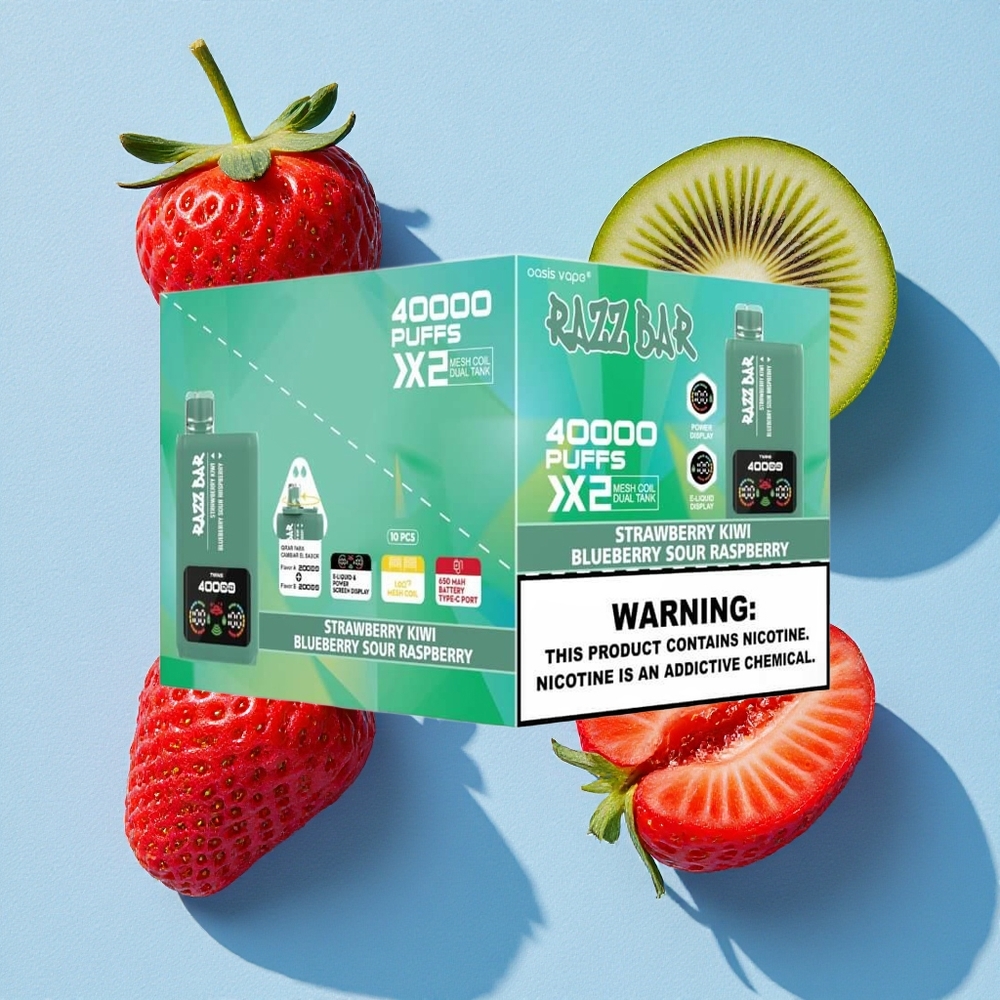 Razz Bar 40000 Bouffées Fraise Kiwi_Myrtille Framboise Acidulée wholesale Belgique Affichage Écran Puissance 650 Mah Battery