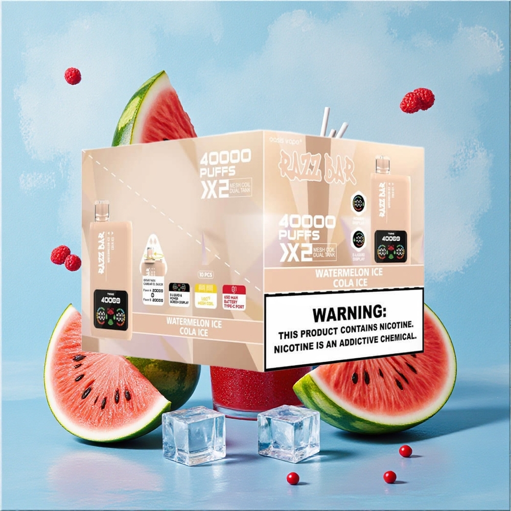 Razz Bar 40000 Bouffées Pastèque Glacée_Cola Glacée wholesale Belgique Affichage Écran Puissance 650 Mah Port Type-C