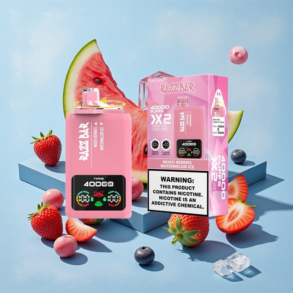 Razz Bar 40000 Bouffées Vape Jetable Baies Mixtes_Pastèque Glacée wholesale Belgique Écran d'Alimentation