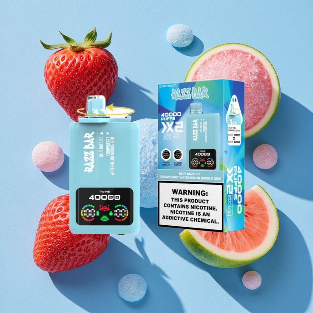 Razz Bar 40000 Bouffées Vape Jetable Bleu Framboise Glace-Fraise Pastèque Bubble Gum wholesale Belgique Affichage Écran Puissance
