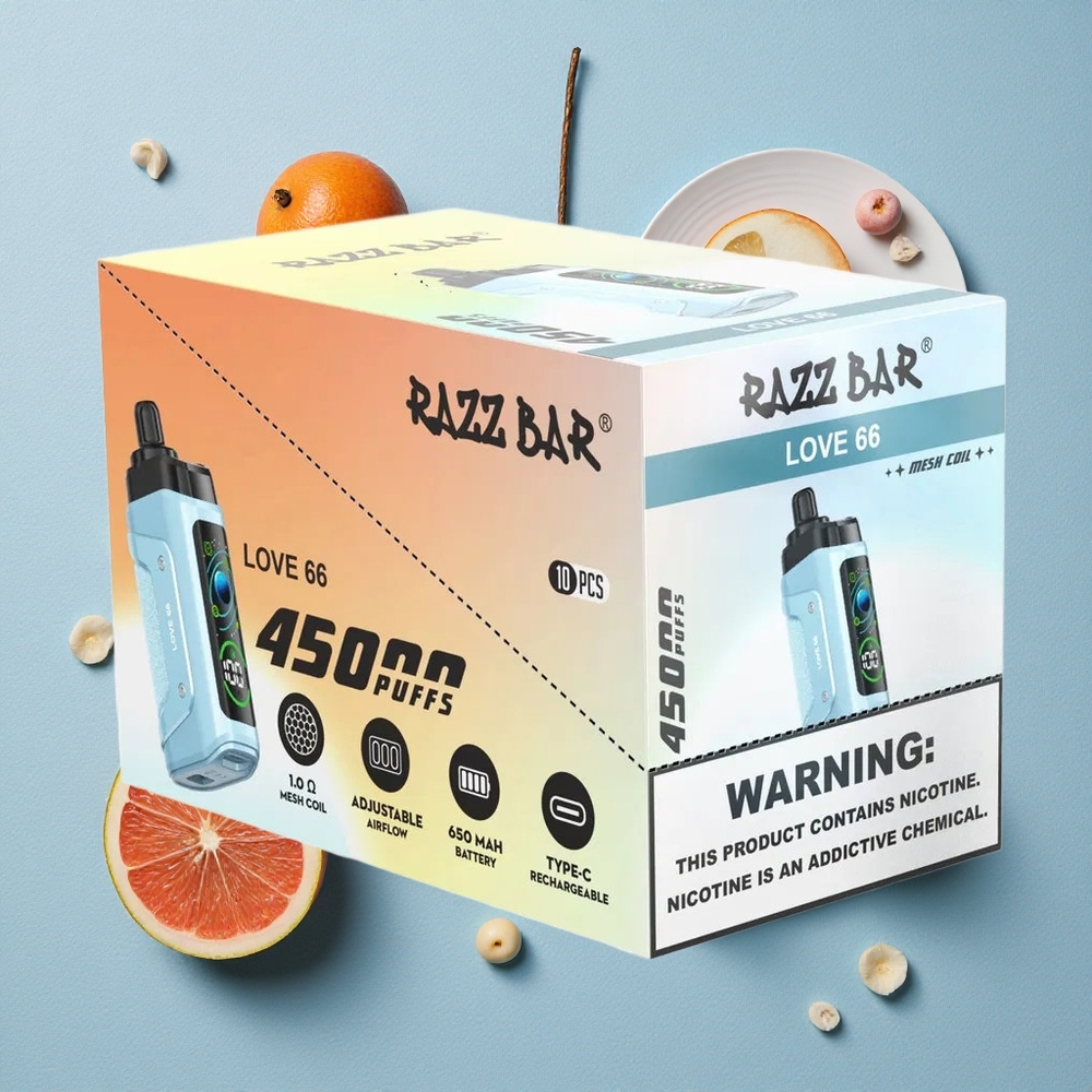 Razz Bar 45000 Bouffées Amour 66 Résistance Mesh 1.0 Ohm wholesale Belgique Rechargeable Type-C