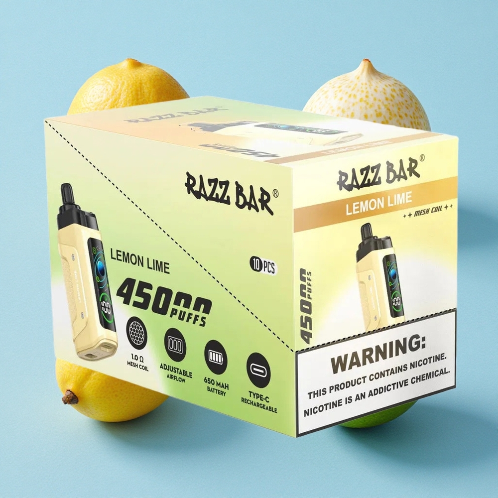 Razz Bar 45000 Bouffées Citron Vert et Framboise Vape Jetable wholesale Belgique Bobine Mesh 1.0 Ohm