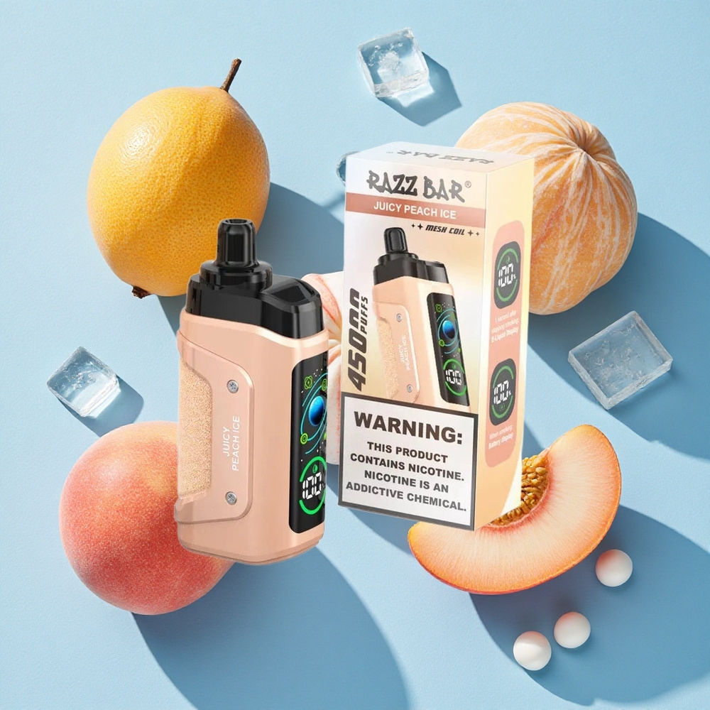 Razz Bar 45000 Bouffées Pêche Juteuse Glace Disposable Vave wholesale Belgique Bobine Mesh 1.0 Ohm