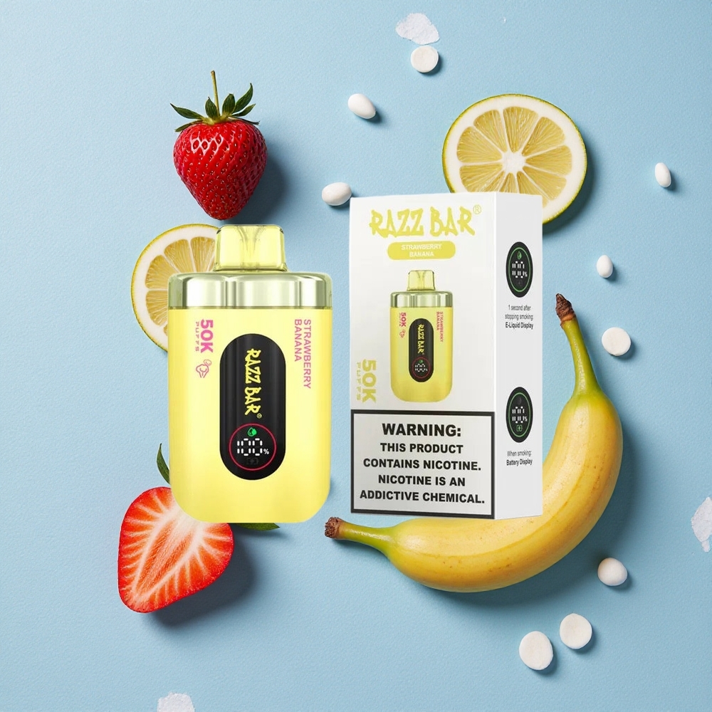 Razz Bar 50K Bouffées Fraise Banane Vape Jetable jusqu'à 50000 bouffées wholesale Belgique Rechargeable Type-C