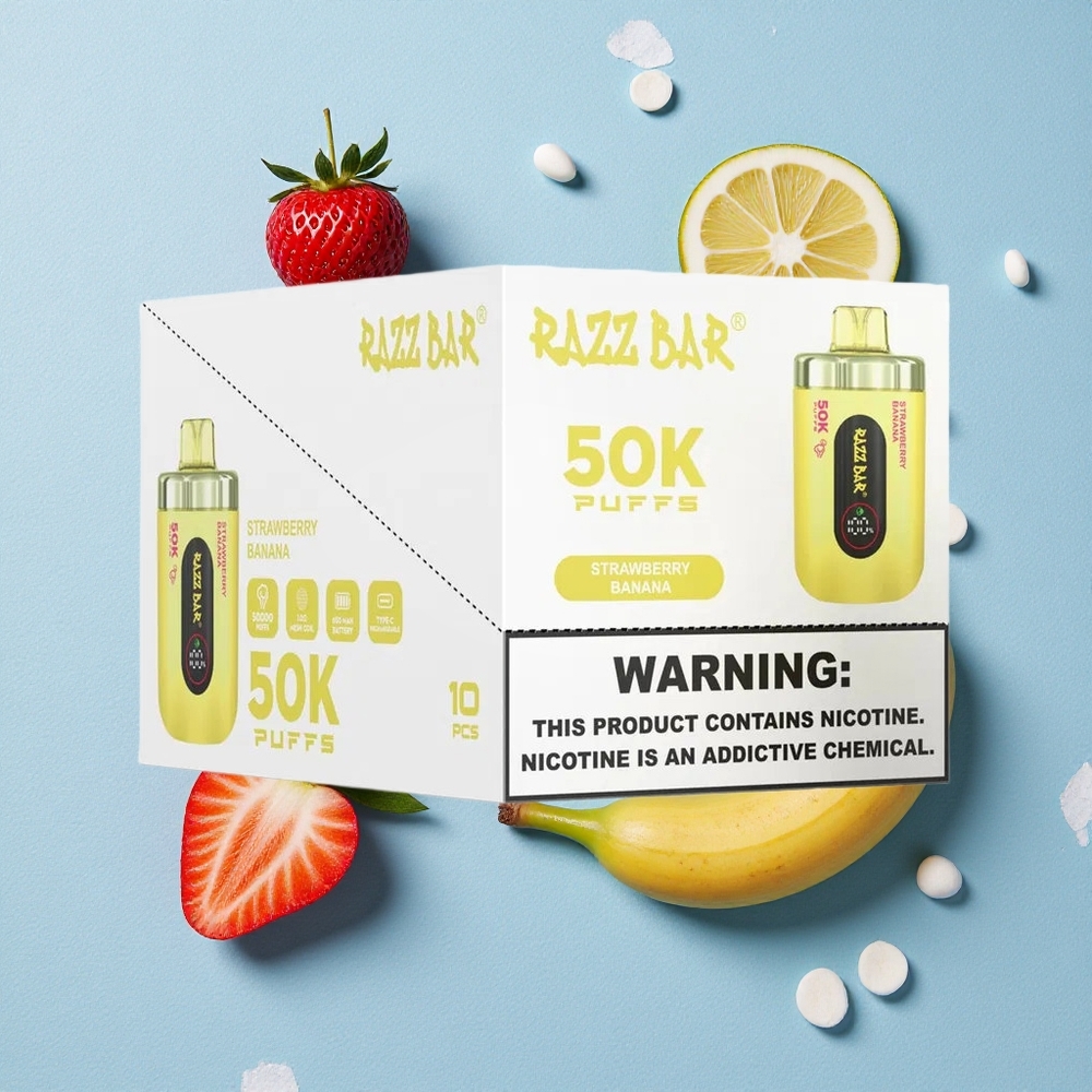 Razz Bar 50K Bouffées Fraise Banane Vape Jetable jusqu\'à 50000 bouffées wholesale Belgique Rechargeable Type-C
