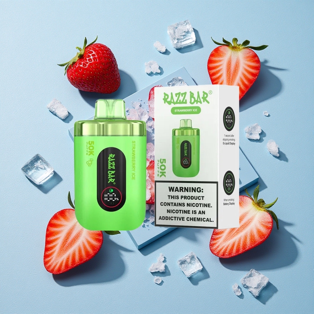 Razz Bar 50K Bouffées Fraise Glacée Vape Jetable 50000 Bouffées wholesale Belgique Rechargeable Type-C