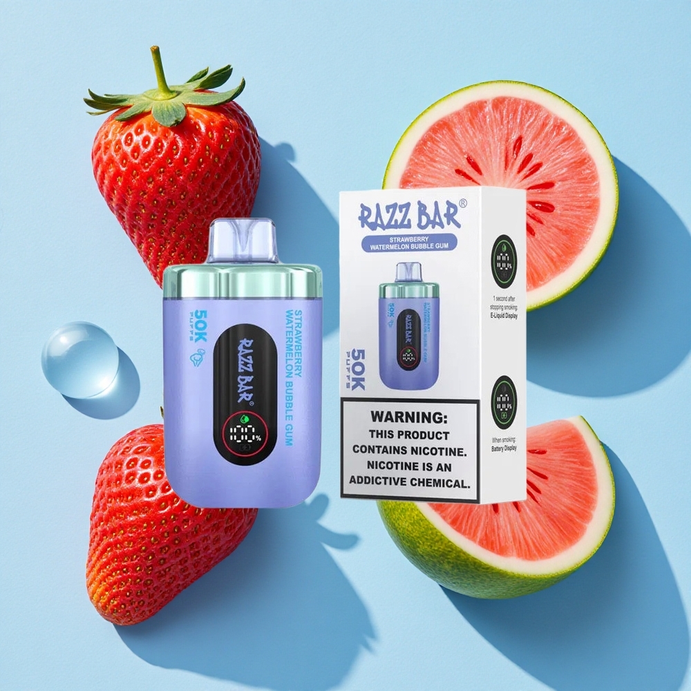 Razz Bar 50K Bouffées Fraise Pastèque Chewing-Bubble 50000 Bouffées Rechargeable Type-C wholesale Belgique