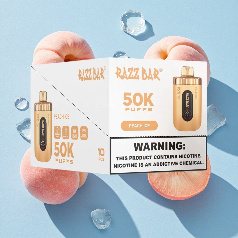 Razz Bar 50K Bouffées Pêche Glacée et Framboise Vape Jetable 50000 Bouffées wholesale Belgique Type-C Rechargeable