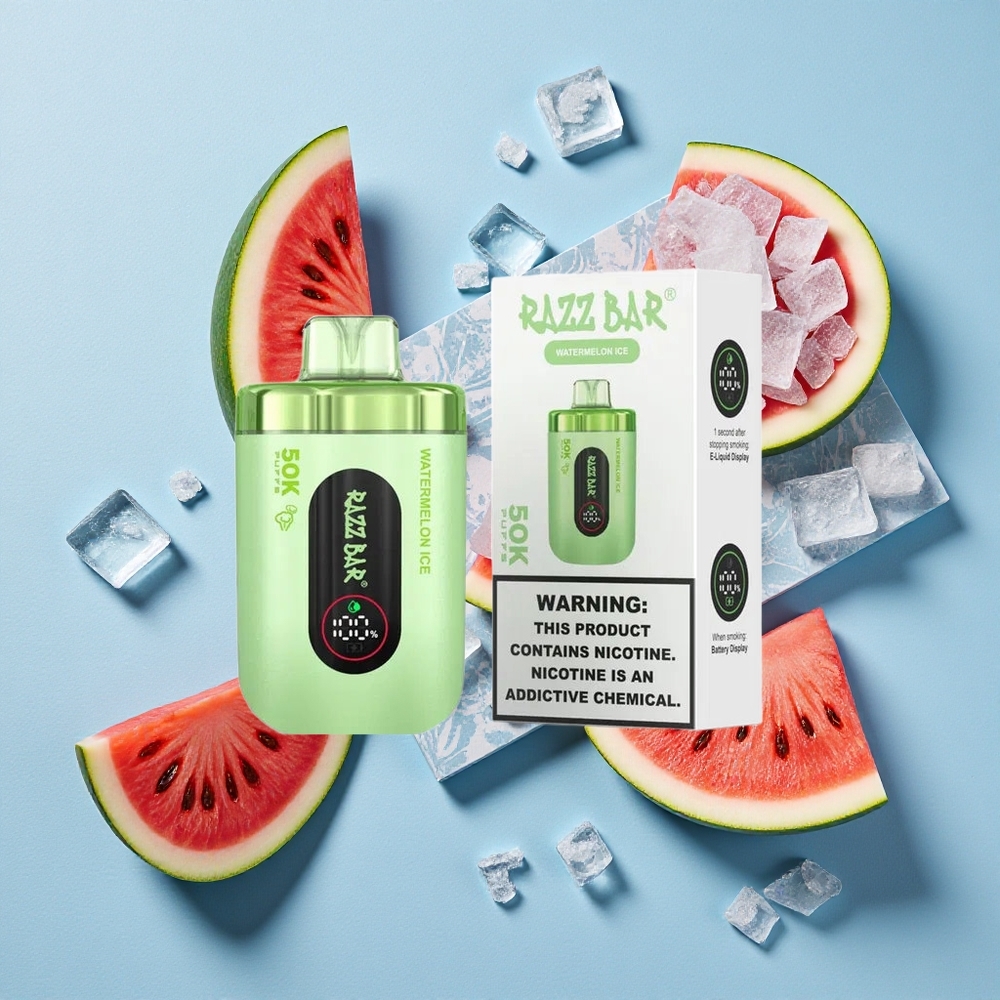 Razz Bar 50K Bouffées Pastèque Glacée Vape Jetable 50000 Bouffées wholesale Belgique Rechargeable Type-C