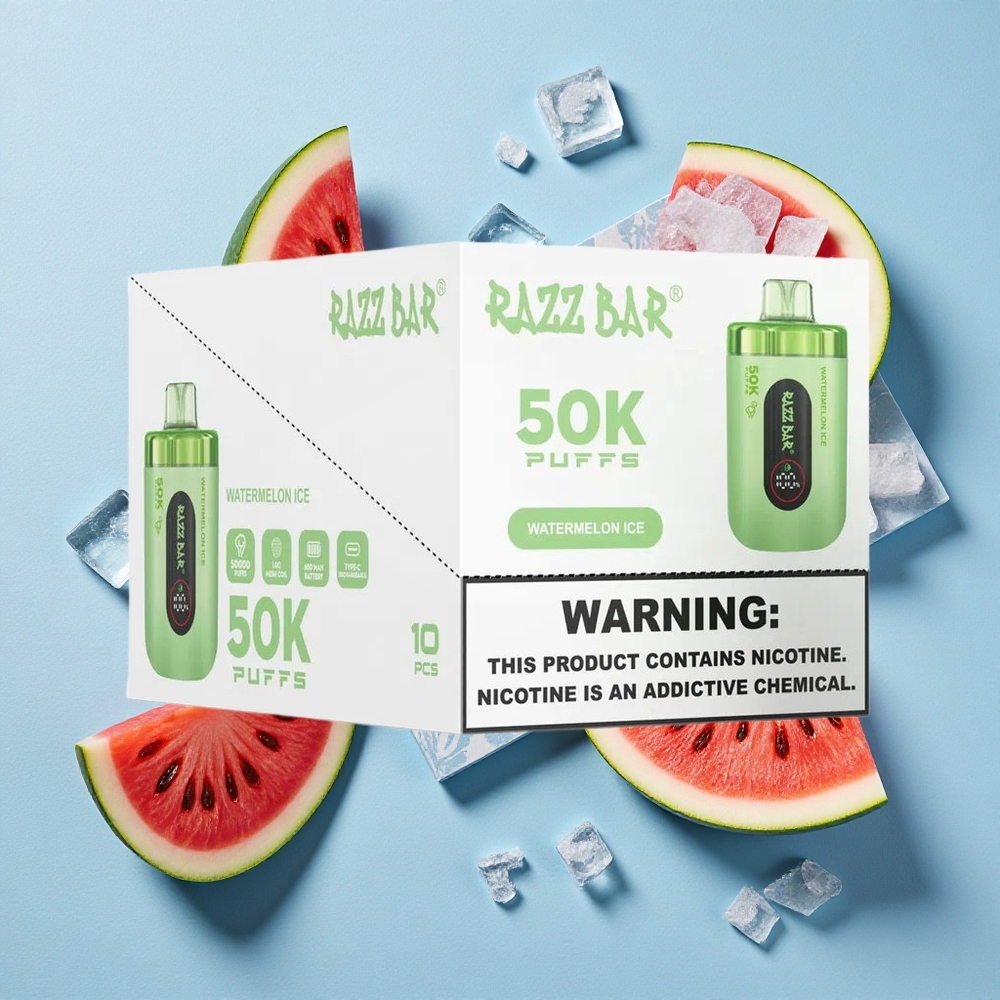 Razz Bar 50K Bouffées Pastèque Glacée Vape Jetable 50000 Bouffées wholesale Belgique Rechargeable Type-C