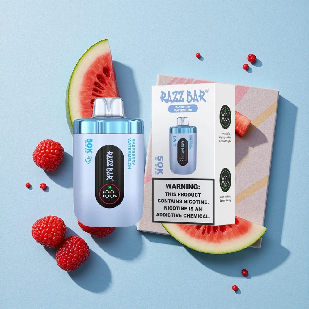 Razz Bar 50K Bouffées Vape Jetable Framboise Pastèque wholesale Belgique avec 50000 Bouffées et Batterie 650 Mah