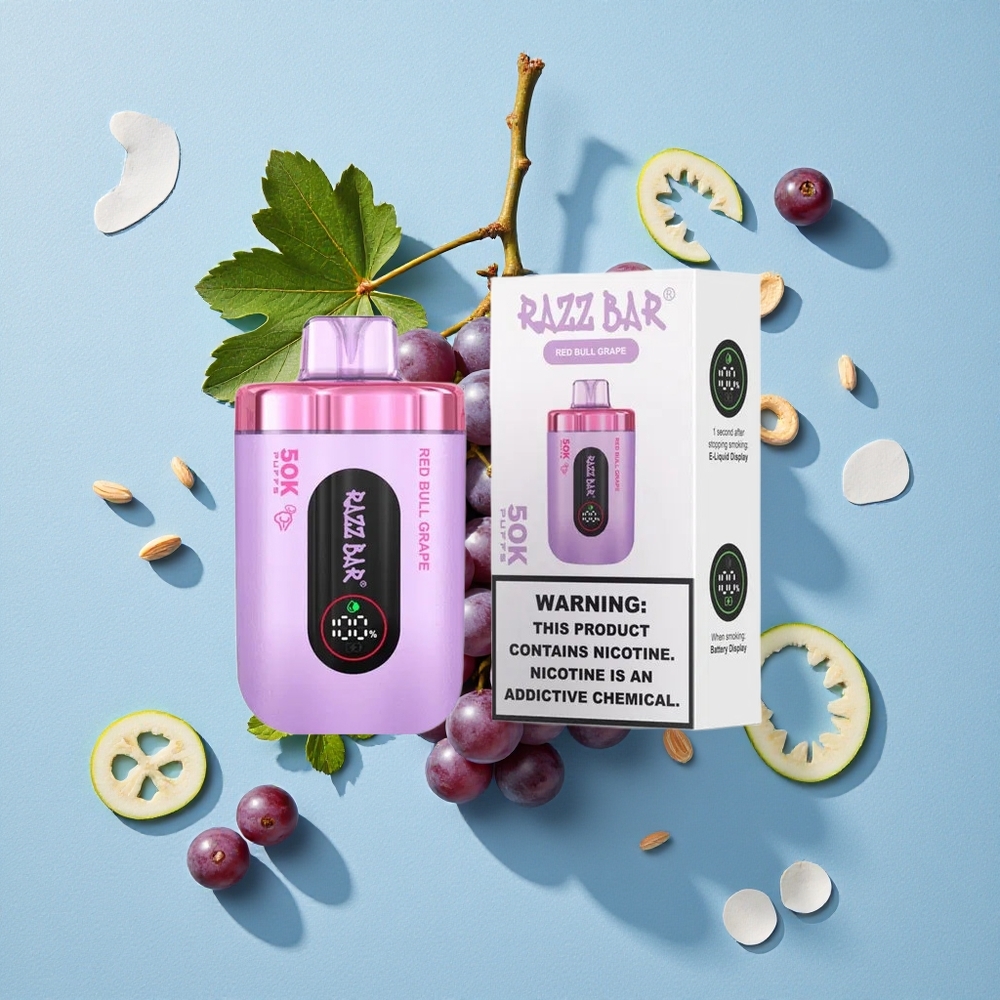 Razz Bar 50K Bouffées Vape Jetable Red Bull Raisin et Framboise jusqu'à 50000 Bouffées wholesale Belgique Rechargeable Type-C