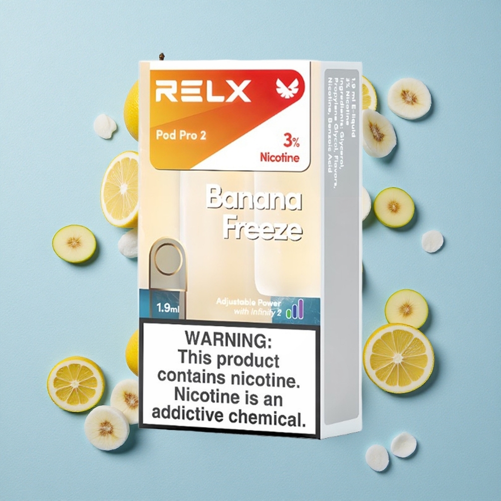 RELX Pod Pro 2 600 Bouffées Banane Glacée wholesale Belgique 1.9ml 3% Nicotine