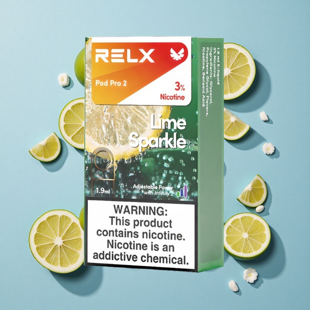 RELX Pod Pro 2 600 Bouffées Citron Vert Sparkle wholesale Belgique 1.9ml 3% nicotine