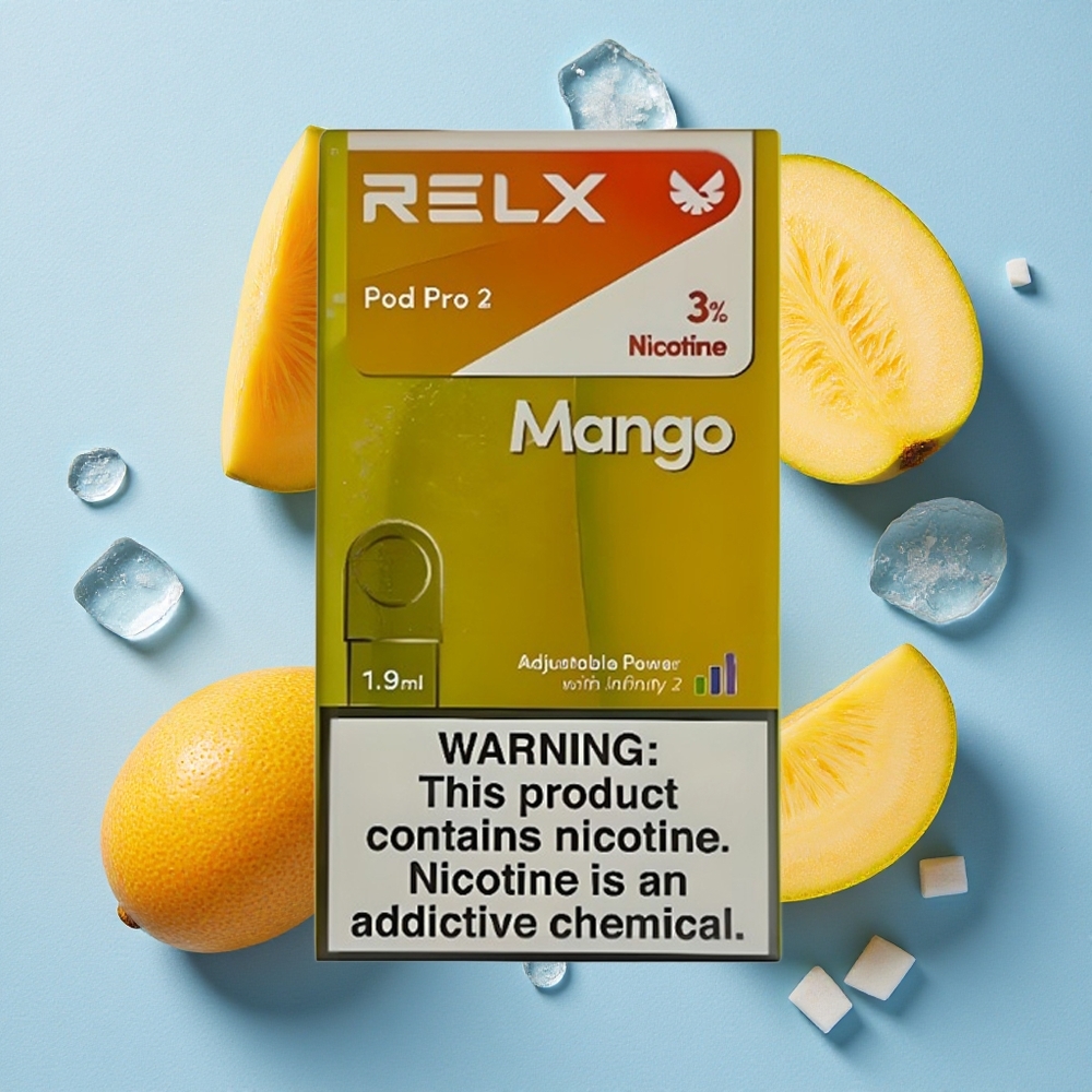 RELX Pod Pro 2 600 Bouffées Mangue Glacée wholesale Belgique 1.9ml 3% Nicotine