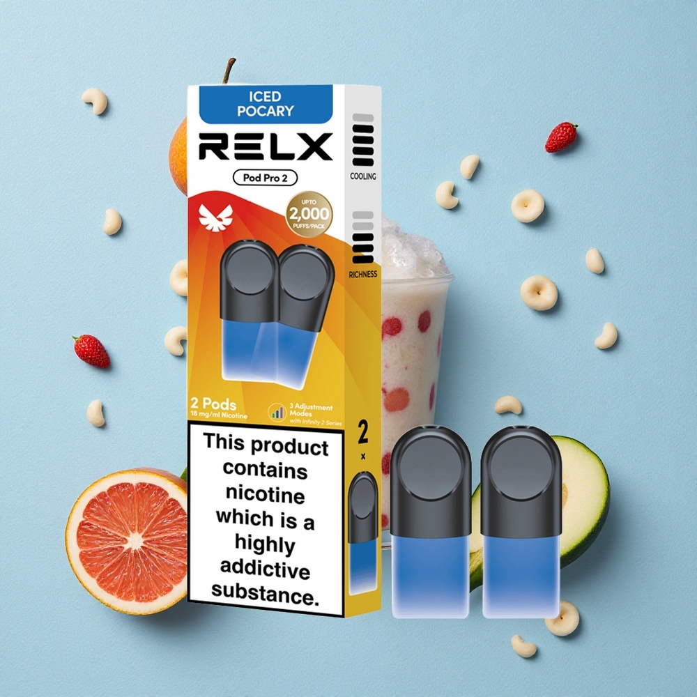 RELX Pod Pro 2 600 Bouffées Pocary Glacé wholesale Belgique 1,9ml 1,8% nicotine