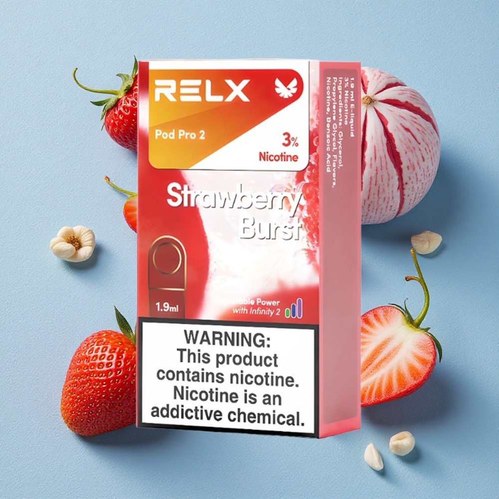 RELX Pod Pro 2 600 bouffées Fraise Éclatante wholesale Belgique 1,9ml 3% nicotine