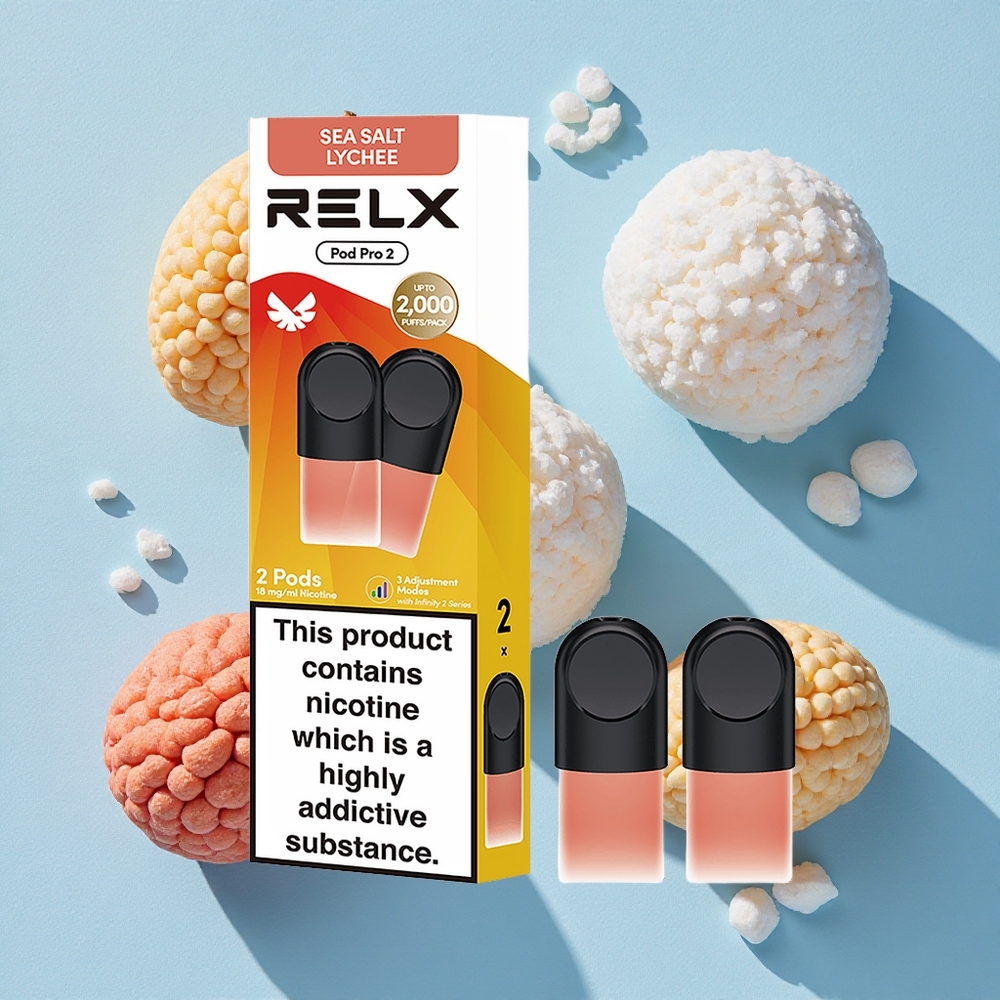 RELX Pod Pro 2 600 bouffées Lychee Sel de Mer wholesale Belgique 1.8% nicotine 1.9ml