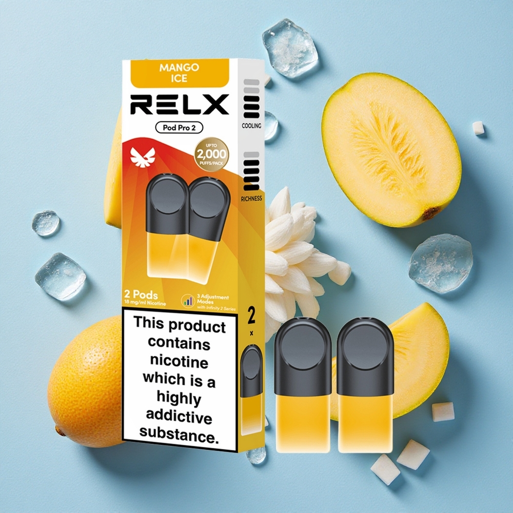RELX Pod Pro 2 600 bouffées Mangue Glacée wholesale Belgique 1,9ml 3 modes