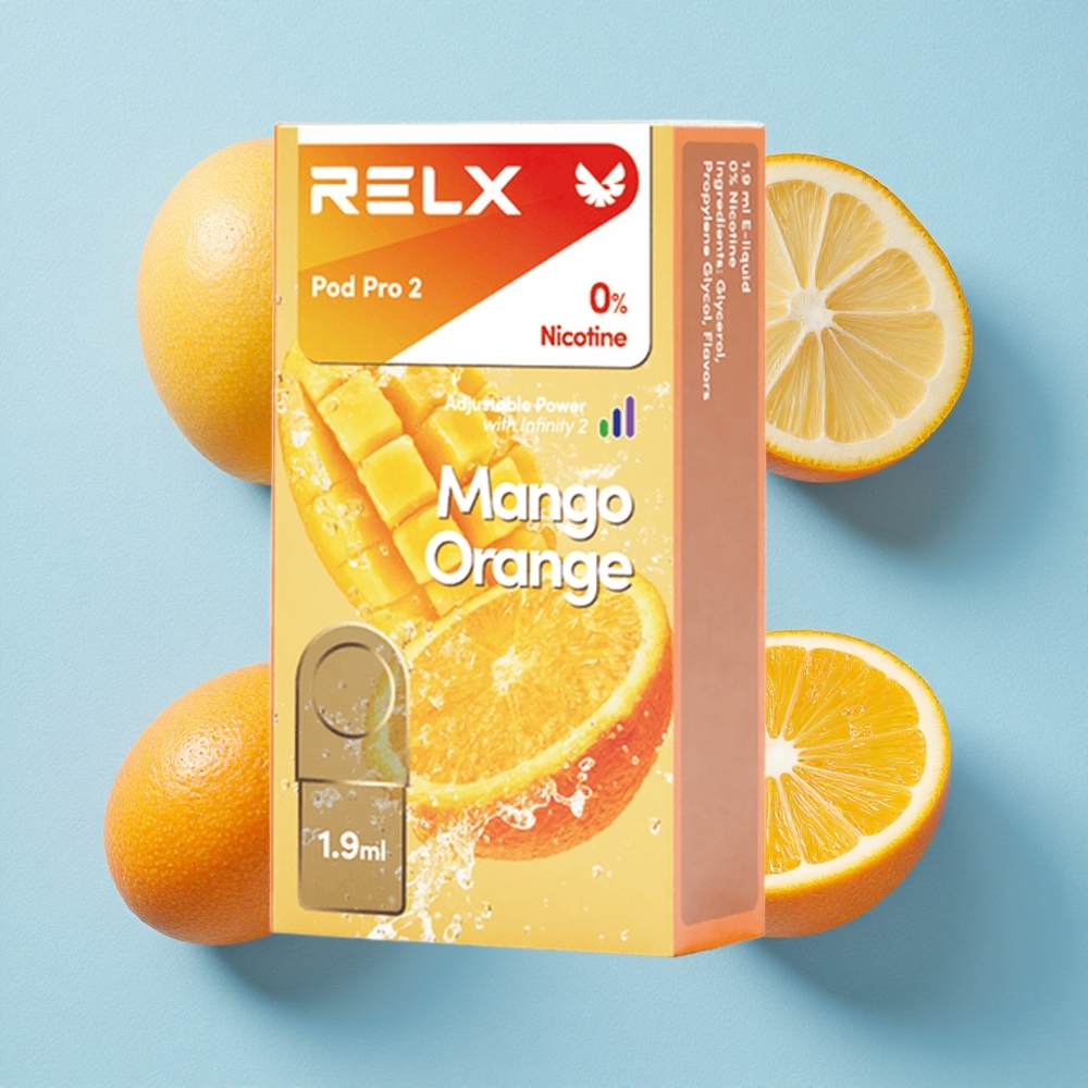 RELX Pod Pro 2 600 bouffées Mangue Orange wholesale Belgique 1,9ml 0% nicotine