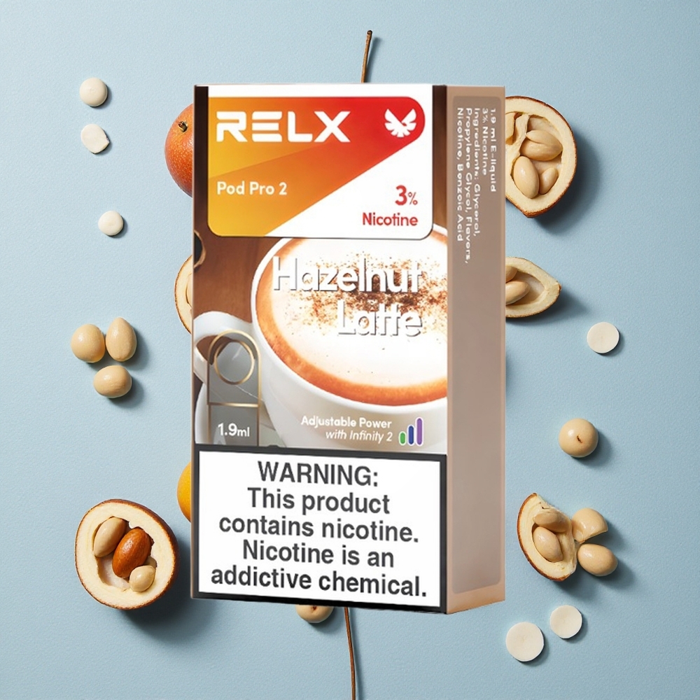 RELX Pod Pro 2 600 bouffées Noisette Latte wholesale Belgique 1,9ml 3% nicotine