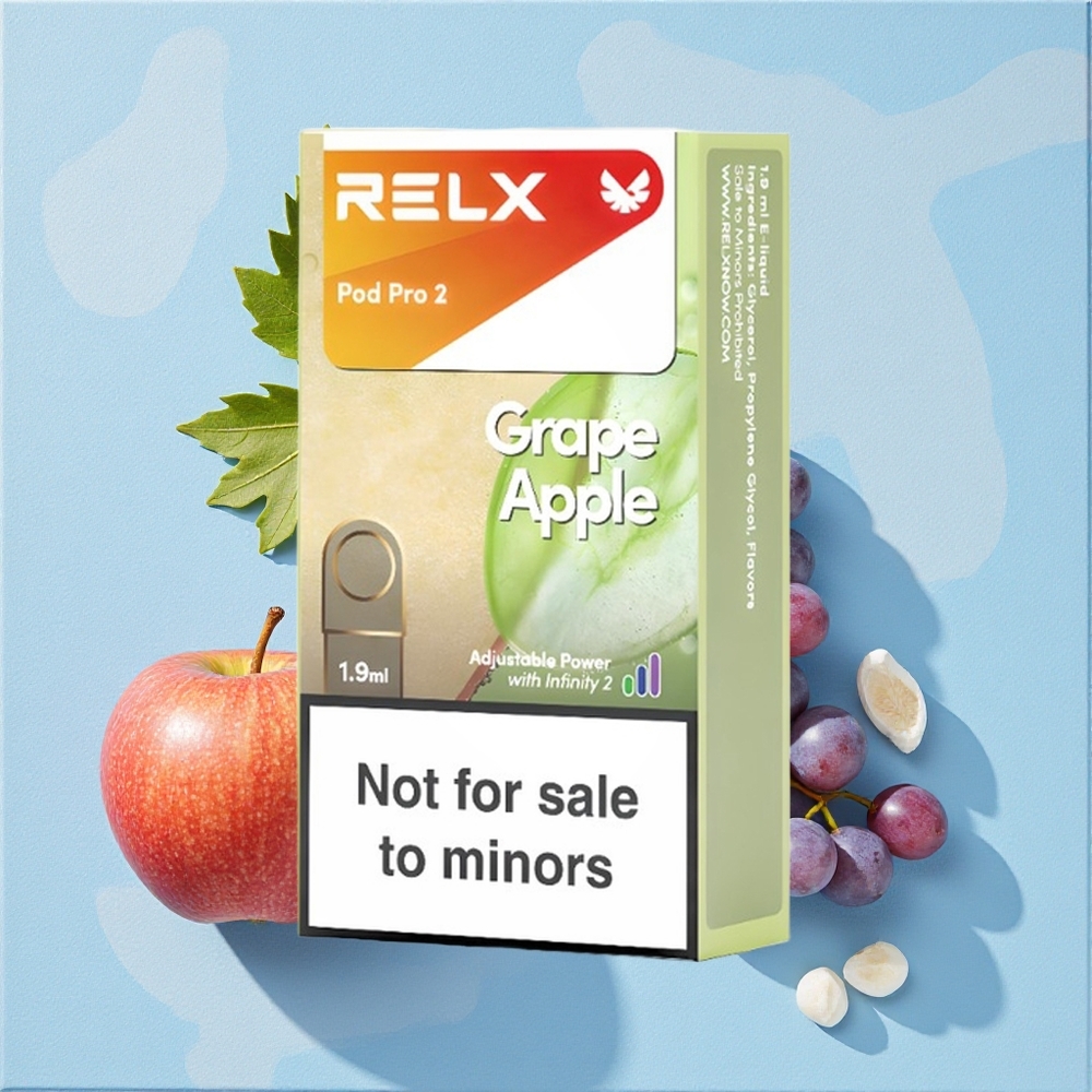 RELX Pod Pro 2 600 bouffées Raisin Pomme wholesale Belgique 1,9ml 0% nicotine