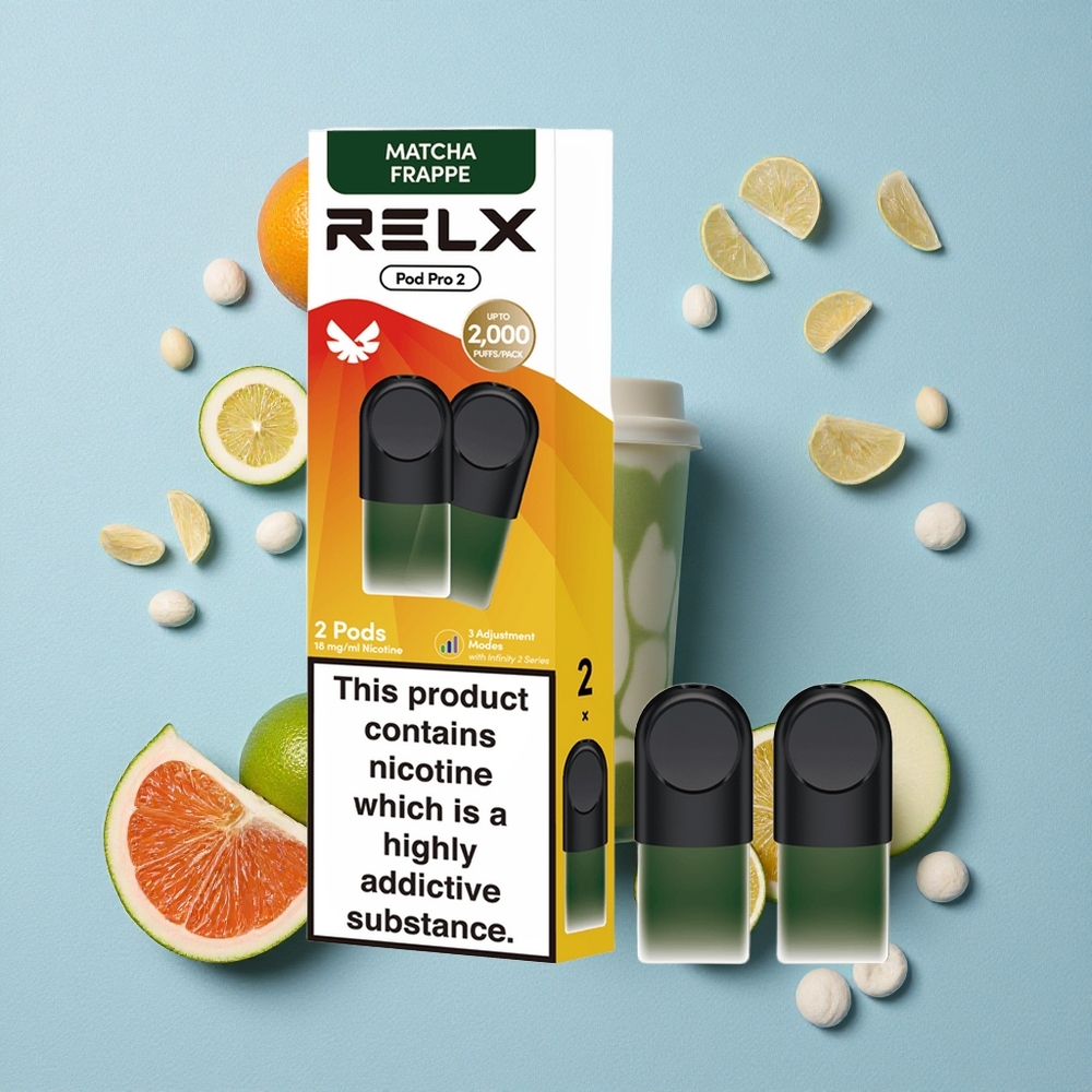 RELX Pod Pro 2 600 bouffées Thé-Matcha Frappé wholesale Belgique 1,9ml 3 modes de tension