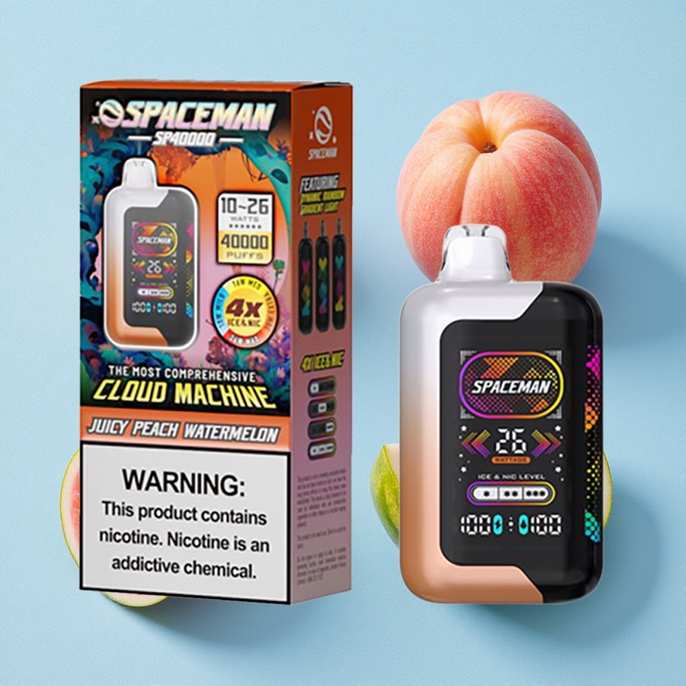 SMOK SPACEMAN SP40000 Vape Jetable Pêche Juteuse Pastèque 40000 Bouffées wholesale Belgique Ecran LED 2,28\"
